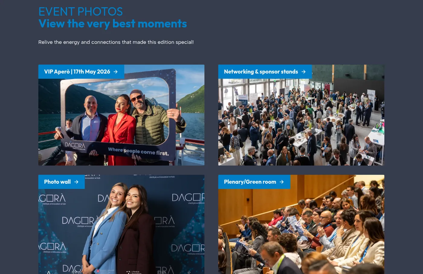 The event photos page after the event